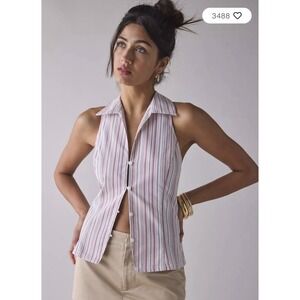 Urban‎ Outfitters Party Girl Sleeveless Shirt Small Stripe Cotton Blend NWT $45